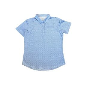 Straight Down Kids XL Blue Geo Print Polo Shirt UPF 50+ Performance Golf S28